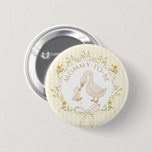 Badge Rond 5 Cm Futur Maman Silly Goose Baby Shower à carreaux jau