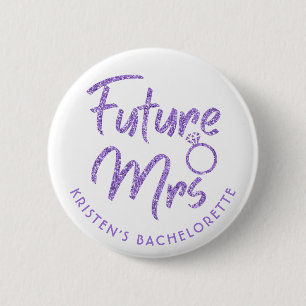 Badge Rond 5 Cm Futur Mme Fête des mariées Violet Parties scinti