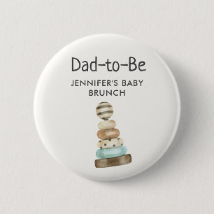 Badge Rond 5 Cm Futur papa jouet empilé vintage Baby Shower/Brunch