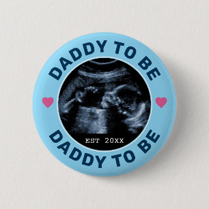 Badge Rond 5 Cm Futur Papa Photo Personnalisée Baby Shower Fête