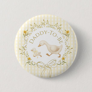 Badge Rond 5 Cm Futur Papa Silly Goose Gingham Baby Shower