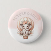Badge Rond 5 Cm Future Daddy Baby Shower Peach Elephant (Devant)