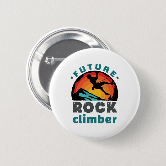 Badge Rond 5 Cm Future Escalade Rock Climber Mountain (Devant & derrière)