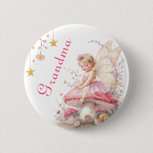 Badge Rond 5 Cm Future Grand-mère Fête de Bébé de Cottage Fée
