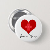 Badge Rond 5 Cm Future infirmière - coeur de la Croix-Rouge ECG (Devant & derrière)