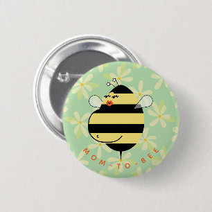 Badge Rond 5 Cm Future Maman-abeille Floral Jaune