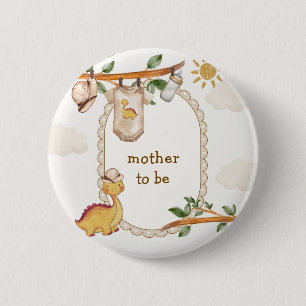 Badge Rond 5 Cm Future Maman Jungle Dino Corde à Linge Baby Shower