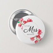 Badge Rond 5 Cm Future Mme Blanche Fleurs Mariage (Devant & derrière)