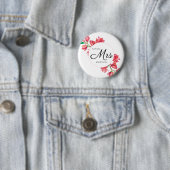 Badge Rond 5 Cm Future Mme Blanche Fleurs Mariage (En situation)