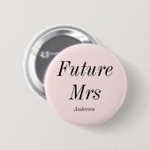 Badge Rond 5 Cm Future Mme Blush Rose Mariée (Devant & derrière)