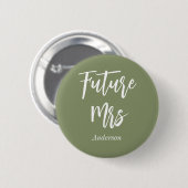 Badge Rond 5 Cm Future Mme Bride Sage Vert Bouton (Devant & derrière)