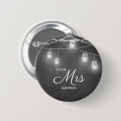 Badge Rond 5 Cm Future Mme Mariage Fille Noir Blanc  (Devant & derrière)