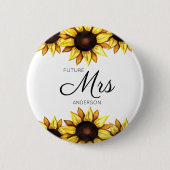 Badge Rond 5 Cm Future Mme Tournesol Jaune Mariage Blanc (Devant)