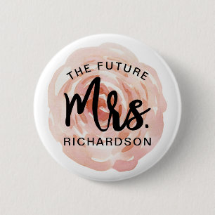 Badge Rond 5 Cm Future Mme Watercolor Floral Pin