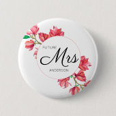 Badge Rond 5 Cm Future Mme White Fleur de Mariage (Devant)