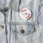 Badge Rond 5 Cm Future Mme White Fleur de Mariage (En situation)