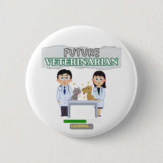 Badge Rond 5 Cm Future Veterinarian Loading – Vet Student Design (Devant)