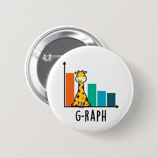 Badge Rond 5 Cm G-raph Funny Giraffe Graph Pun (Devant & derrière)