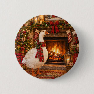 Badge Rond 5 Cm Gabriel l'oie de Noël
