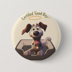 Badge Rond 5 Cm Gagnant d'une médaille 'Bon Chien'