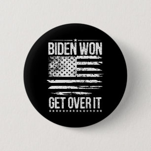 Badge Rond 5 Cm Gagner Get Over It Usa Drapeau Funny Biden Harris