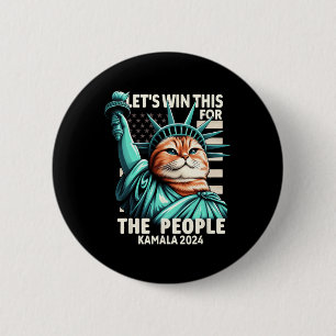 Badge Rond 5 Cm Gagnez ceci pour le peuple drôle Chat Statue de la
