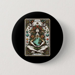 Badge Rond 5 Cm Gaia Déesse grecque Pagan Mère Terre Nature Tarot