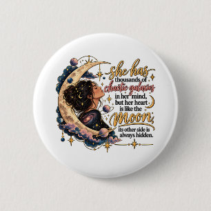Badge Rond 5 Cm Galaxies Chaotiques Dans Son Esprit Lune Céleste
