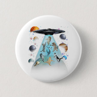 Badge Rond 5 Cm Galaxy Cat Swimming T-Shirt | Cute Astronaut Cats 