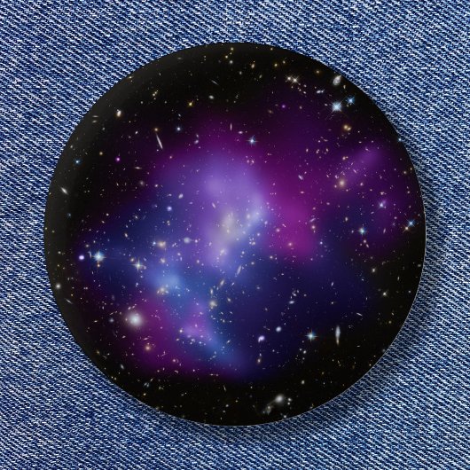 Badge Rond 5 Cm Galaxy Cluster MACS J0717 Photo céleste violet