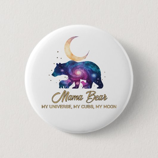 Badge Rond 5 Cm Galaxy Mama Bear & Cubs Moon Silhouette (Devant)