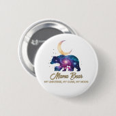 Badge Rond 5 Cm Galaxy Mama Bear & Cubs Moon Silhouette (Devant & derrière)