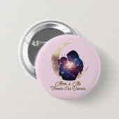 Badge Rond 5 Cm Galaxy Mama & Child Silhouette Moon Art (Devant & derrière)