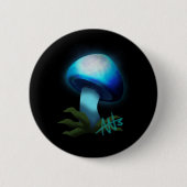 Badge Rond 5 Cm Galaxy Shiitake brillant bleu clair champignons (Devant)