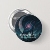 Badge Rond 5 Cm Galaxy Wolf Silhouette with Mystical Nebula Moon (Devant & derrière)