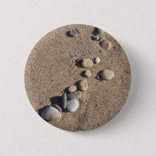 Badge Rond 5 Cm Galets et broche à bouton de sable