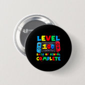 Badge Rond 5 Cm Game Controller Level 100 Days Of School Complete  (Devant & derrière)
