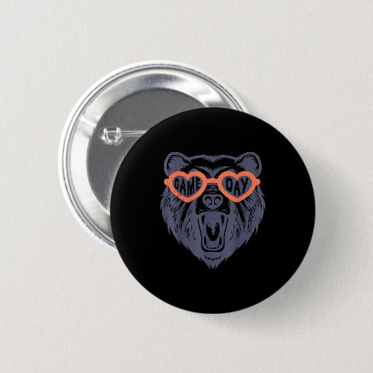 Badge Rond 5 Cm Game Day Bear  (Devant & derrière)