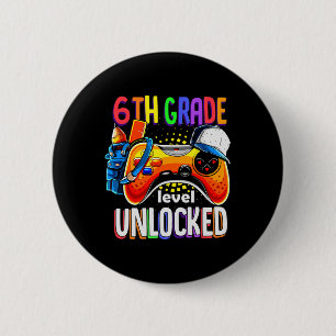 Badge Rond 5 Cm Gamer Ck À l'école Manette Sixième 6ème Niveau U