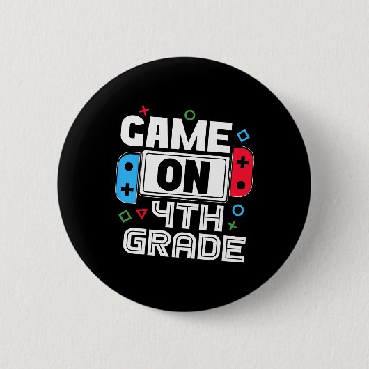 Badge Rond 5 Cm Gamer Ck To School Funny Game 4th Grade Kids Boys (Devant)