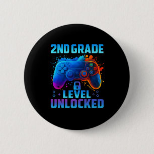 Badge Rond 5 Cm Gamer de 2e année niveau jusqu'à la première journ