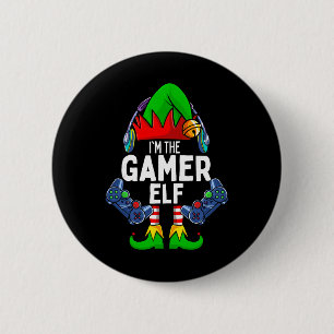 Badge Rond 5 Cm Gamer Elf appariement familial Noël