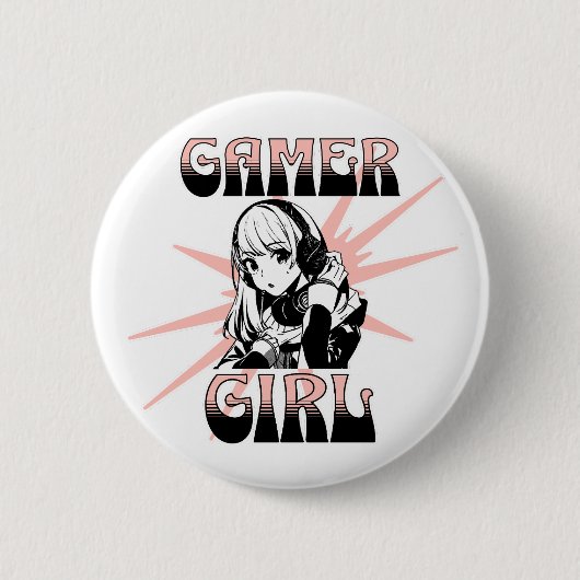 Badge Rond 5 Cm Gamer fille | Jeux (Devant)