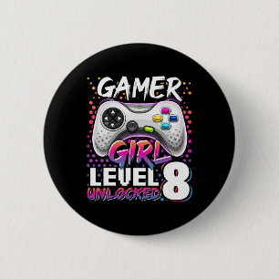 Badge Rond 5 Cm Gamer Girl Level 8 Video Game 8th Birthda