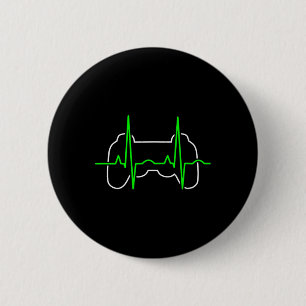 Badge Rond 5 Cm Gamer Heartbeat Pulse Vidéo Jeu Lover Funny Cool