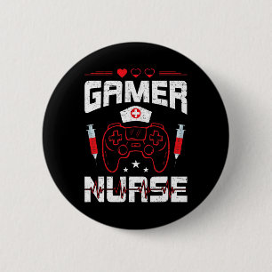 Badge Rond 5 Cm Gamer Infirmière Vidéo Gamer Jeu 1