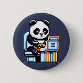 Badge Rond 5 Cm Gamer Panda - Joli Pixel Art Arcade Design (Devant)