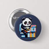 Badge Rond 5 Cm Gamer Panda - Joli Pixel Art Arcade Design (Devant & derrière)