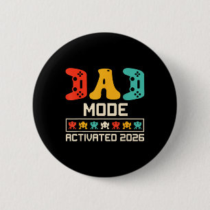 Badge Rond 5 Cm Gamer Papa Mode Activé 2026 Funny Future Père