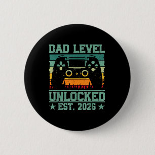 Badge Rond 5 Cm Gamer Papa Papa Niveau Déverrouillé Est 2026 Drôle
